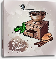 Постер Иллюстрация с кофемолкой