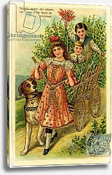 Постер Школа: Французская 20в. Postcard, please accept, children's wishes and spring flowers