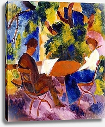 Постер Макке Огюст (Auguste Maquet) At the Garden Table, 1914