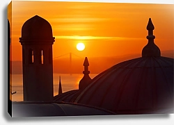 Постер Восход солнца над Босфором, вид на Мечеть Сулеймана в Стамбуле, Турция 2