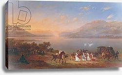 Постер Леком Ипполит Empress Josephine arriving to visit Napoleon in Italy on the banks of Lake Garda, 1796