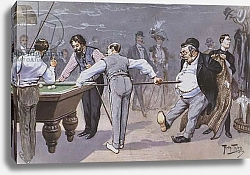 Постер Comical  scene in a billiards hall