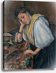 Постер Сезанн Поль (Paul Cezanne) Young Italian woman at a Table, c.1895-1900