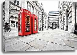 Постер Англия, Лондон. Две красные телефонные будки