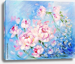 Постер Цветущий куст розовых пионов