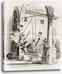 Постер Canofiena old illustration (antique Italian swing). Published on Magasin Pittoresque, Paris, 1842