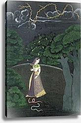 Постер Школа: Индийская 18в A lady on her way to a tryst, Guler, c.1760