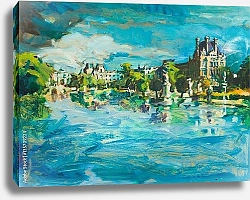 Постер Парижский пейзаж с озером и замком