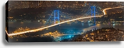 Постер Вид на Босфор мост ночью Стамбуле