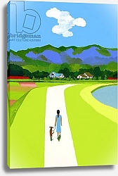 Постер Хируёки Исутзу (совр) The Blue Mountains and the Woman Walking with the Dog