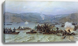 Постер Дмитриев-Оренбургский Николай Переправа русской армии через Дунай у Зимницы 15 июня 1877 года. 1883