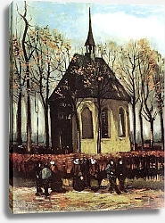 Постер Ван Гог Винсент (Vincent Van Gogh) Прихожане покидающие реформатскую церковь в Нюэнене