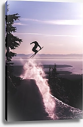 Постер Силуэт лыжника в прфжке