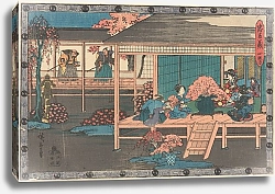 Постер Утагава Хирошиге (яп) Two Ronin Looking into Yoshiwara