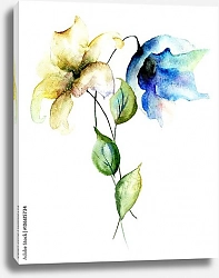 Постер Стилизованные бело-голубые лилии