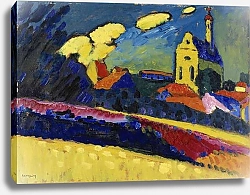 Постер Кандинский Василий Study for Murnau, Landscape with Church, 1909