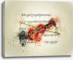 Постер Скрипка и ноты