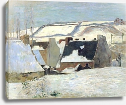 Постер Гоген Поль (Paul Gauguin) Бретонская деревня в снегу