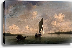 Постер Брукинг Чарльз A Smack Under Sail in a Light Breeze in a River, c.1756-9