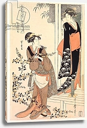 Постер Утамаро Китагава P.349-1945 Scene 2, Comparison of celebrated beauties and the loyal league, c.1797