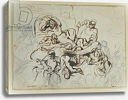 Постер Делакруа Эжен (Eugene Delacroix) Study for the Death of Sardanapalus, 1864