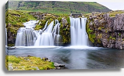 Постер Исландия. Waterfall at Kirkjufell mountain