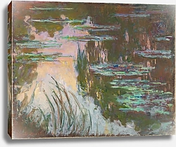 Постер Моне Клод (Claude Monet) Кувшинки, заходящее солнце