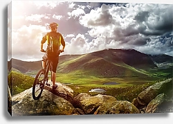 Постер Велосипедист в горах