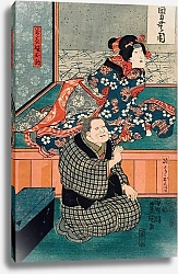 Постер Утагава Кунисада Arashi Otohachi III as Makanaibaba Okuma, and Iwai Kumesaburō II as Manchō’s Daughter Okoma