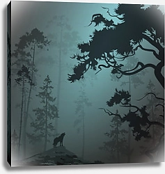Постер Волк в лесу