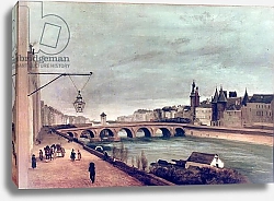 Постер Коро Жан (Jean-Baptiste Corot) View of the Pont au Change from Quai de Gesvres, Summer 1830