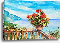 Постер Букет цветов на фоне Средиземного моря