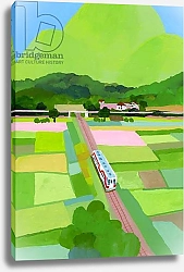 Постер Хируёки Исутзу (совр) Big green mountain and rice field
