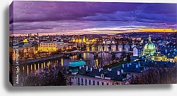 Постер Чехия. Прага. Панорама на закате