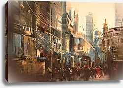Постер Винтажная картина городской улицы