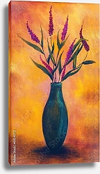 Постер Цветы в вазе на ярко-оранжевом фоне