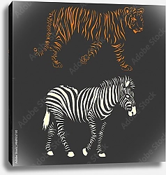 Постер Полоски зебры и тигра