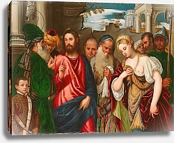 Постер Веронезе Паоло Christ and the Woman Taken in Adultery, c.1540