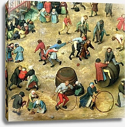 Постер Брейгель Питер Старший Children's Games: detail of bottom section showing various games, 1560