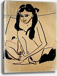Постер Кирхнер Людвиг Эрнст Crouching Nude Girl, 1907