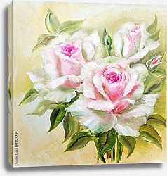 Постер Винтажные бело-розовые розы