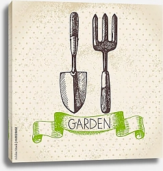 Постер Иллюстрация с садовыми инструментами