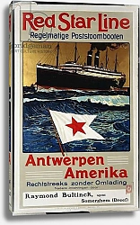 Постер Red Star Line, Antwerpen America, c.1899