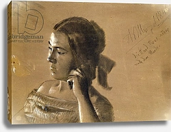 Постер Мензель Адольф Study for a portrait of Mrs Von Maercker, 1846