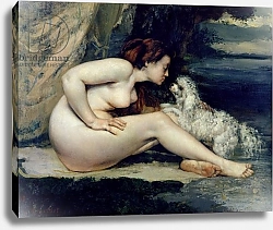 Постер Курбе Гюстав (Gustave Courbet) Female Nude with a Dog 1861-62