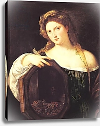 Постер Тициан (Tiziano Vecellio) Allegory of Vanity, or Young Woman with a Mirror, c.1515