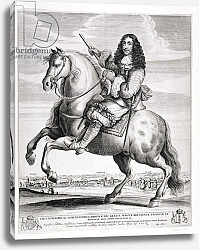 Постер Холлар Вецеслаус (грав) Equestrian Portrait of Charles II with a Landscape, published c.1670