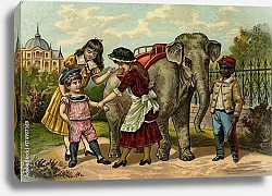 Постер Детские игры. Езда на слоне