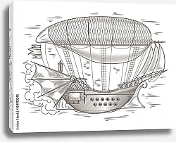 Постер Фантастический деревянный летающий корабль