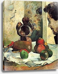 Постер Гоген Поль (Paul Gauguin) Натюрморт с профилем Шарля Лаваля